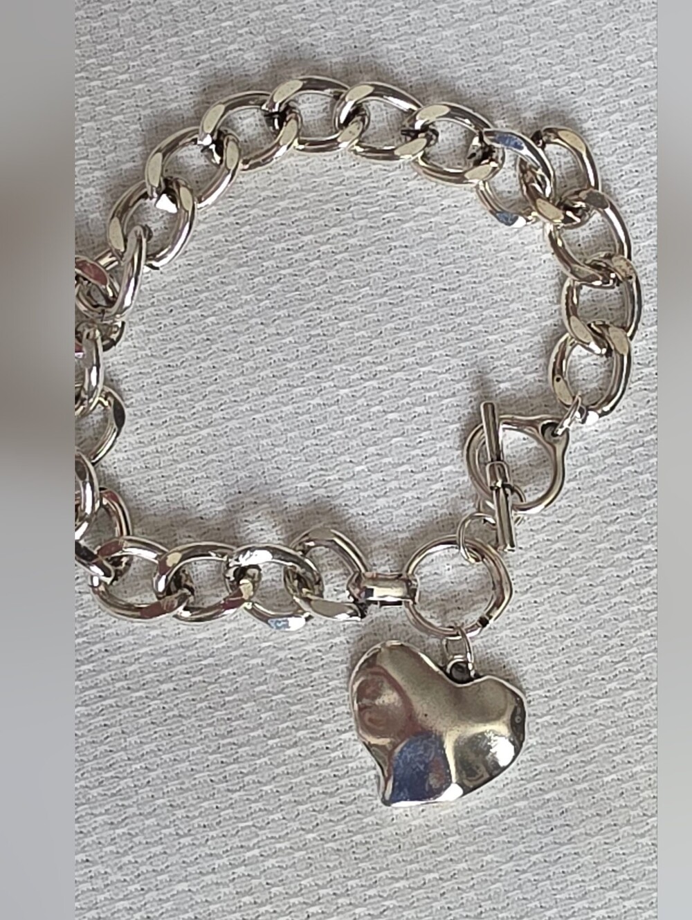 Silver Heart Costume Charm Chain Bracelet - Women's Jewelry